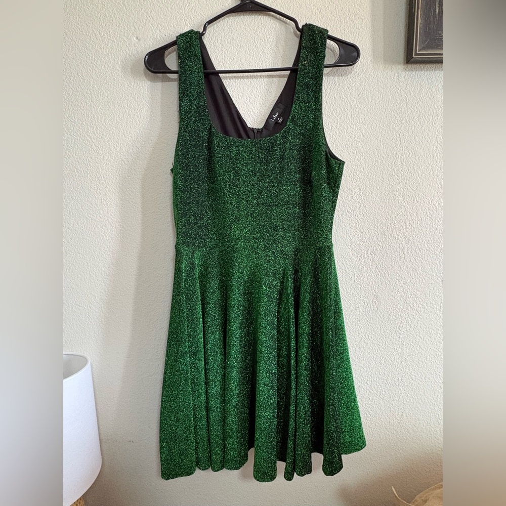 Lulu's Sparkle Green Sleeveless Fit & Flare Dress